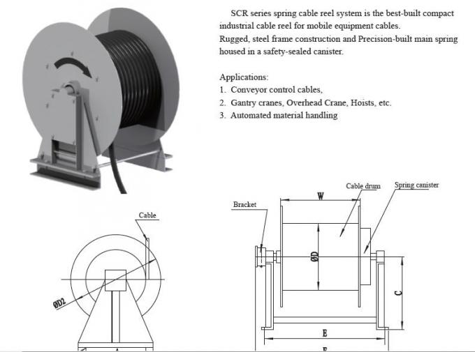 Система вьюрка кабеля промышленной весны ранга автоматическая для кабелей передвижного оборудования 1